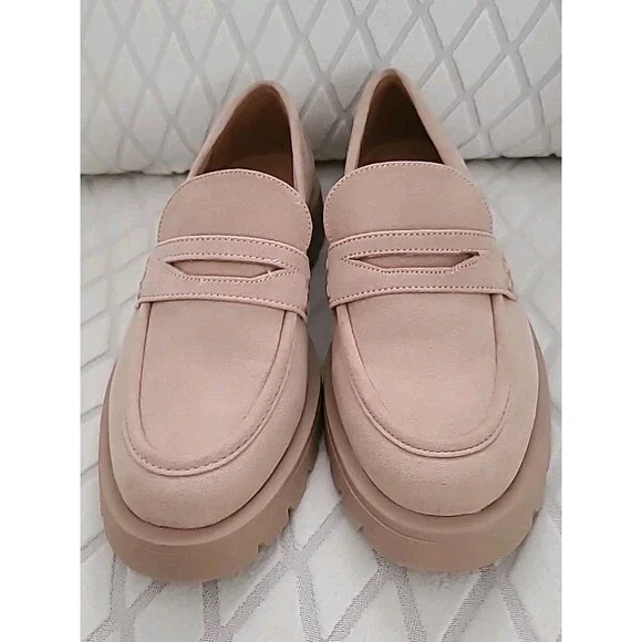 NWOT A New Day Tan Women's CHUNKY Faux Suede Penny Loafer Lug Sole Size 8 - Picture 2 of 8